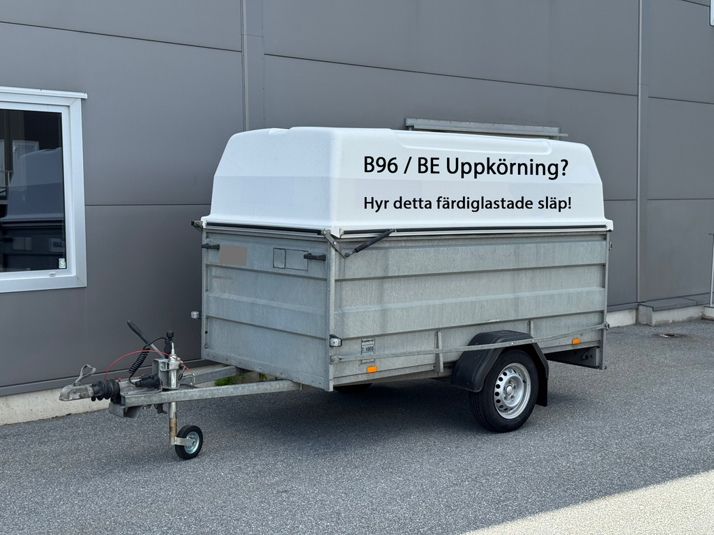 Färdiglastat släp för B96/BE-uppkörning – Hämta smidigt i Älta!