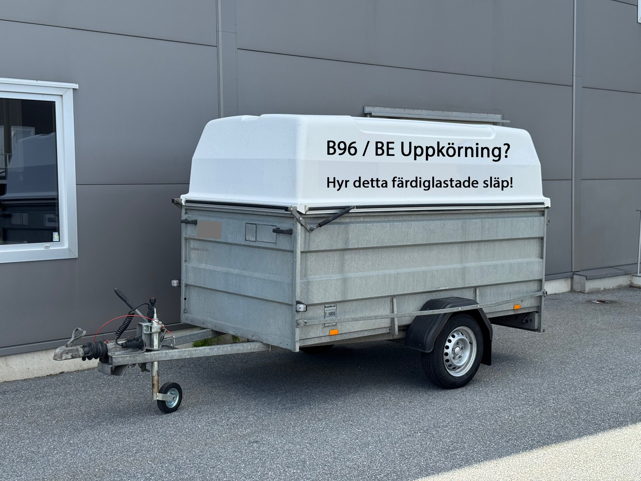 Färdiglastat släp för B96/BE-uppkörning – Hämta smidigt i Älta!